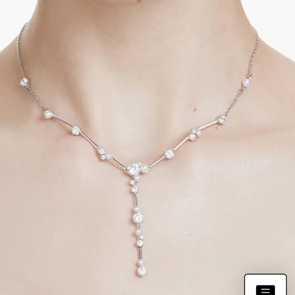 GORGEOUS SWAROVSKI CONSTELLA Y CRYSTAL PEARL ADJUSTABLE NECKLACE